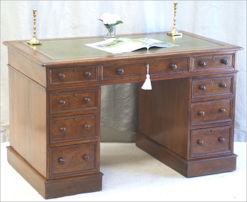 2055 Small Antique Mahogany Pedestal Desk (1)